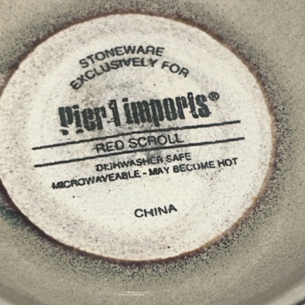 50%offW❤️ Pier 1 Red Scroll Stoneware Coffee Tea Mug Cup